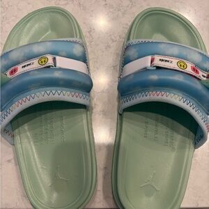 Nike Blue and Mint Slide Sandals